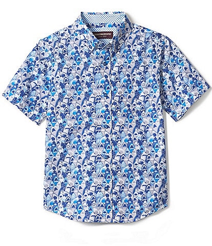 Johnston Murphy LittleBoys 4-16 Short Sleeve Pirate Print Shirt - M