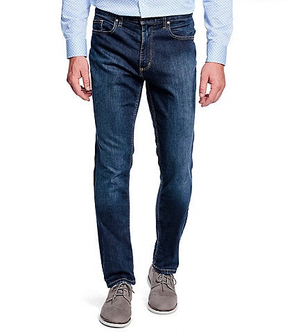 Johnston & Murphy 5-Pocket Regular Fit Tapered Leg Washed Stretch Denim Jeans