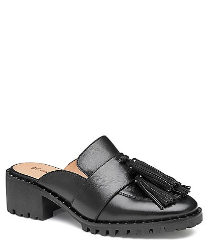 Johnston & Murphy Trista Leather Block Heel Mules | Dillard's