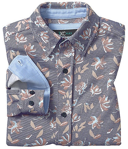 Johnston & Murphy Big Boys 8-20 Long Sleeve XC Flex® Birdseye Floral Print Woven Shirt