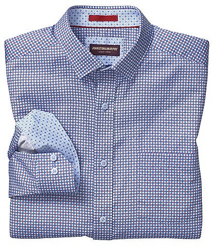 Johnston & Murphy Circle Star Print Long Sleeve Woven Shirt