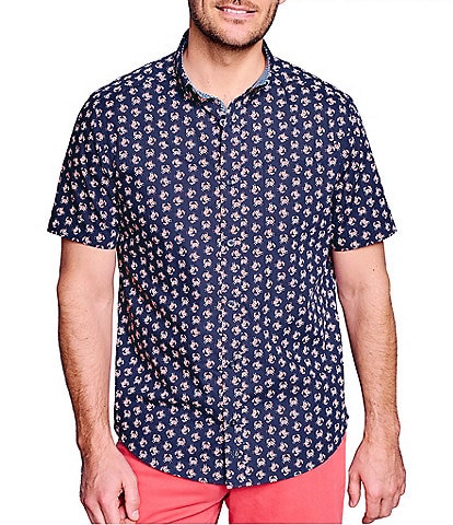 Johnston & Murphy Crab Print Short-Sleeve Woven Shirt