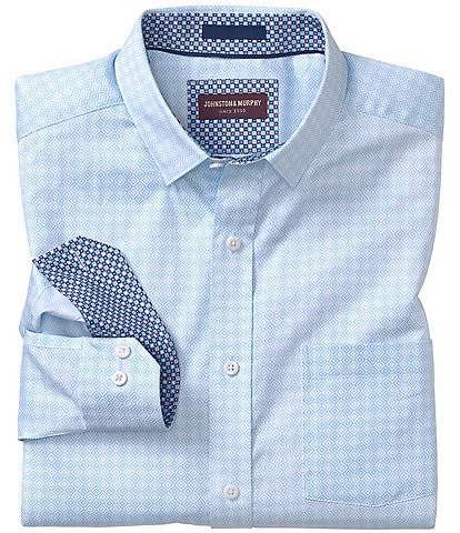 Johnston & Murphy Diamond Print Long Sleeve Woven Shirt