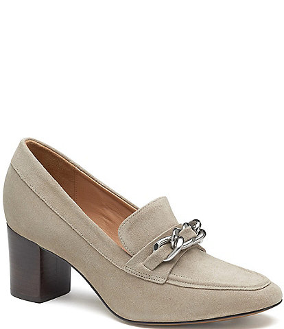 Johnston & Murphy Eleanor Chunky Chain Suede Pumps