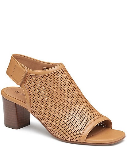 Johnston & Murphy Evelyn Perforated Leather Open Toe Slingback Shooties
