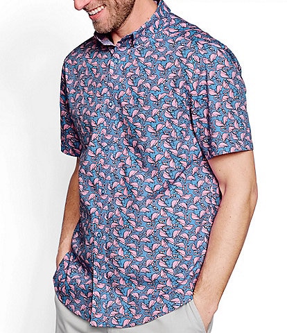 Johnston & Murphy Flamingo Print Short-Sleeve Woven Shirt