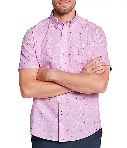 Johnston & Murphy Flamingo Print Short Sleeve Woven Shirt