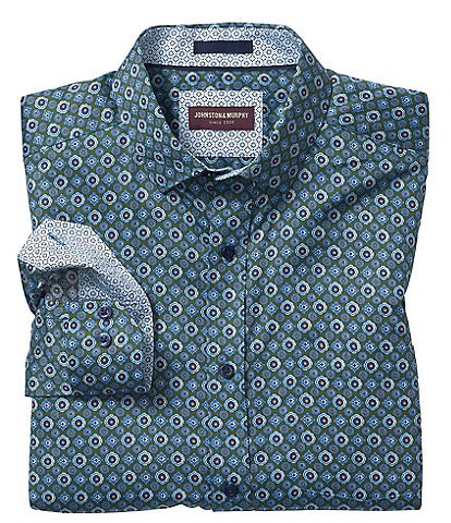Johnston & Murphy Foulard Print Long Sleeve Woven Shirt