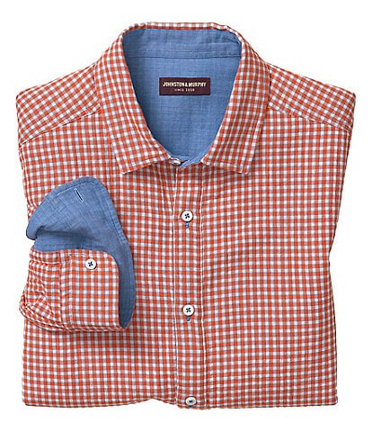 Johnston & Murphy Gingham Double Layer Long Sleeve Woven Shirt