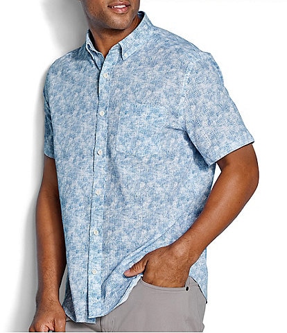Johnston & Murphy Hampton Grid Print Short Sleeve Woven Shirt