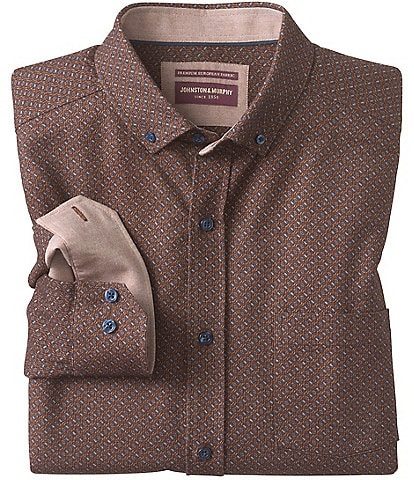 Johnston & Murphy Lane Linked Oval Print Long Sleeve Woven Shirt