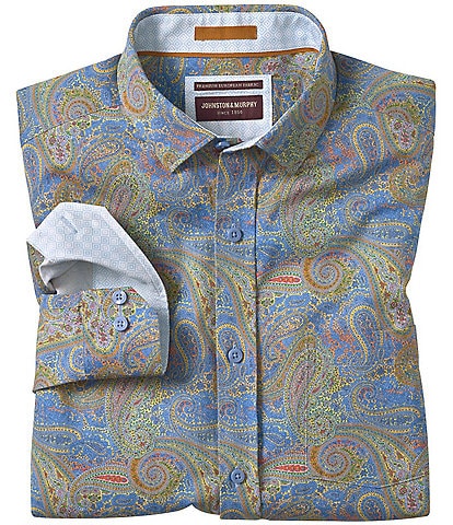 Johnston & Murphy Large Paisely Print Long Sleeve Woven Shirt