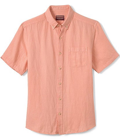 Johnston & Murphy Linen Antique-Dyed Short Sleeve Woven Shirt