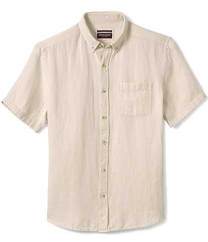 Johnston & Murphy Linen Antique-Dyed Short Sleeve Woven Shirt