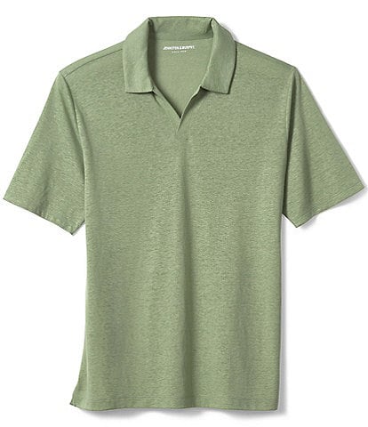 Johnston & Murphy Linen V-Neck Short Sleeve Polo Shirt