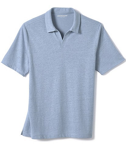 Johnston & Murphy Linen V-Neck Short Sleeve Polo Shirt