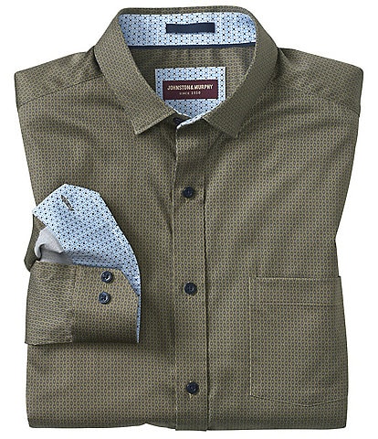 Johnston & Murphy Linked Oval Print Long Sleeve Woven Shirt