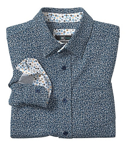 Johnston & Murphy Little/Big Boys 4-16 Long-Sleeve Paisley XC Flex Button-Front Knit Shirt