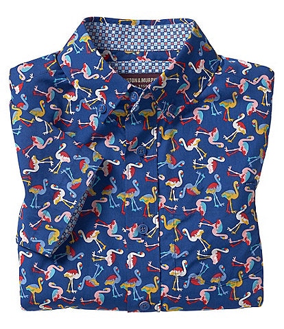 Johnston & Murphy Little/Big Boys 4-16 Short Sleeve Flamingo Printed Button Front Shirt