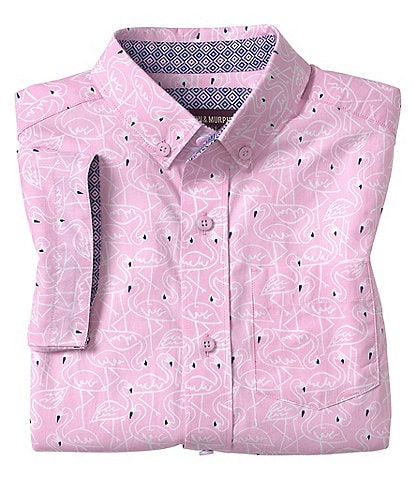 Johnston & Murphy Little/Big Boys 4-16 Family Matching Short Sleeve Flamingo Print Shirt