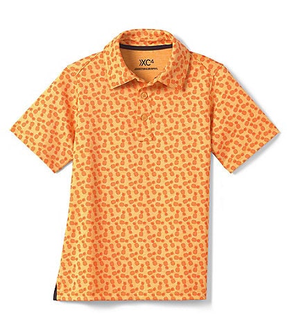 Johnston & Murphy Little/Big Boys' 4-16 Short Sleeve XC4 Performance Tonal Pineapple Polo Shirt