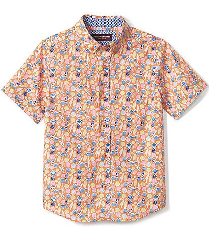 Johnston & Murphy Little/Boys 4-16 Short Sleeve Seashell Print Shirt