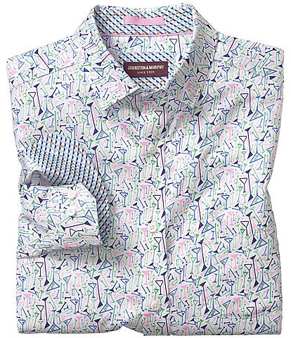 Johnston & Murphy Martini Print Long Sleeve Woven Shirt
