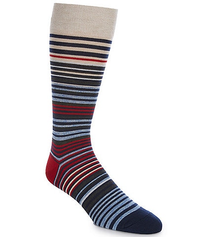 Johnston & Murphy Mens Multi Stripe Crew Sock