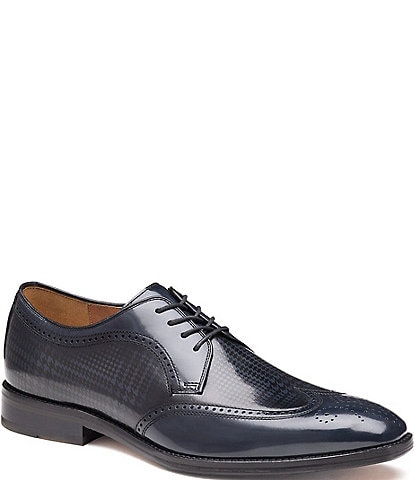 Johnston & Murphy Men's Sullivan Houndstooth Calfskin Wingtip Oxfords