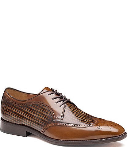 Johnston & Murphy Men's Sullivan Houndstooth Calfskin Wingtip Oxfords