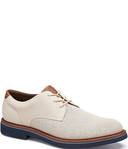 Johnston & Murphy Men's Tyson Perforated Nubuck Leather Plain Toe Oxfords