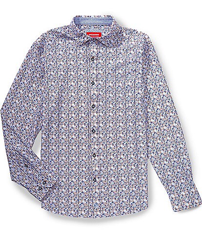 Johnston & Murphy Multi XC+ Motion Printed Long Sleeve Woven Shirt