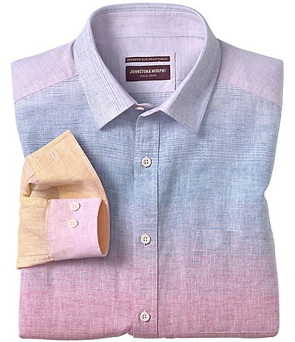 Johnston & Murphy Ombre Linen Long Sleeve Woven Shirt