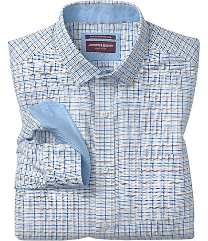 Johnston & Murphy Ovation Non Iron Multi Grid Pattern Long Sleeve Woven Shirt