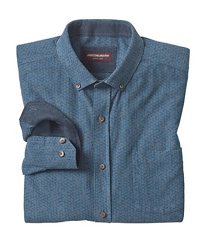 Johnston & Murphy Overdyed Print Corduroy Long Sleeve Woven Shirt