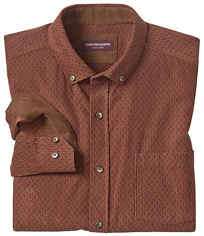 Johnston & Murphy Overdyed Print Corduroy Long Sleeve Woven Shirt