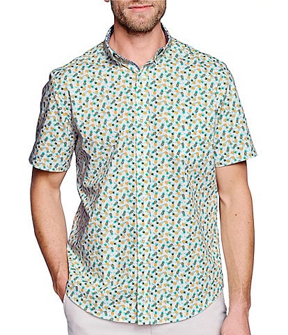 Johnston & Murphy Pineapple Print Short-Sleeve Woven Shirt