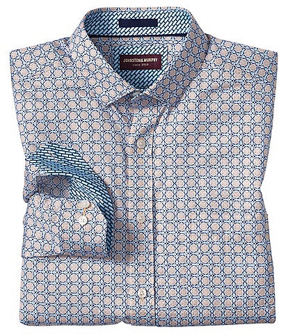 Johnston & Murphy Sateen Tile Print Long Sleeve Woven Shirt