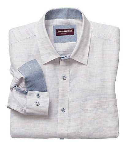 Johnston & Murphy Slub Linen Long-Sleeve Woven Shirt