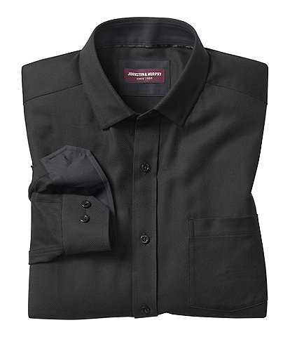Johnston & Murphy Solid Birdseye Long Sleeve Woven Shirt
