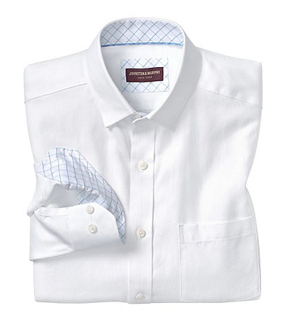 Johnston & Murphy Solid Birdseye Long Sleeve Woven Shirt