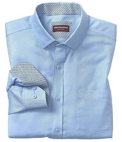 Johnston & Murphy Solid Birdseye Long Sleeve Woven Shirt