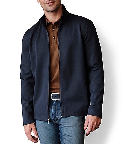 Johnston & Murphy Solid Textured Full Zip Jacket