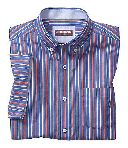 Johnston & Murphy Stripe Short Sleeve Woven Shirt