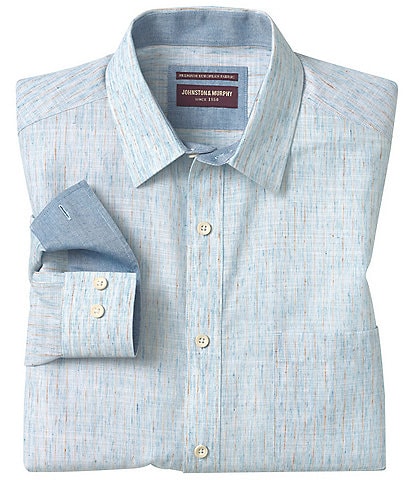 Johnston & Murphy Stripe Slub Linen Blend Long Sleeve Woven Shirt