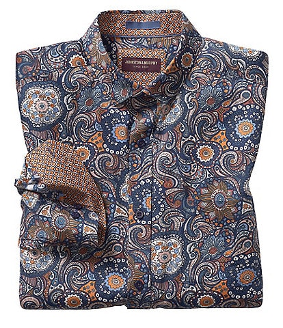 Johnston & Murphy Swirling Paisley Print Long-Sleeve Woven Shirt