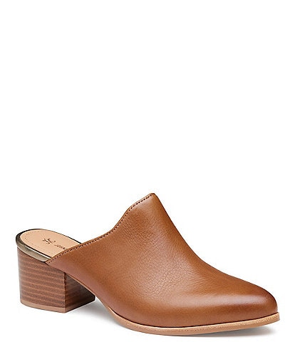 Johnston & Murphy Trista Leather Block Heel Mules