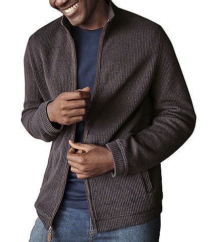 Johnston & Murphy Two-Tone Marled Rib Knit Jacket
