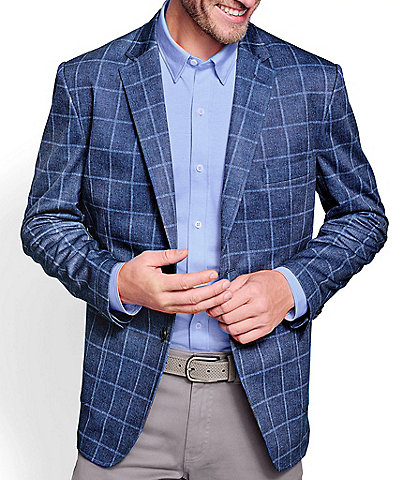 Johnston & Murphy Unlined Relaxed Plaid Knit Blazer