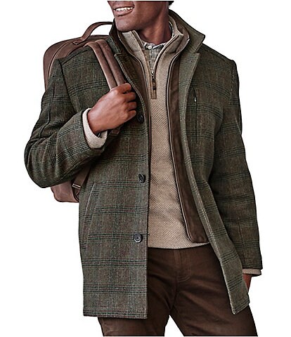 Johnston & Murphy Upton Plaid Wool Blend Car Coat